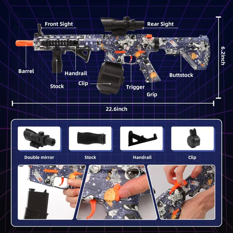 Fuzíl Infantaria Tática Atirador de Gel Elétrico com mira Sniper